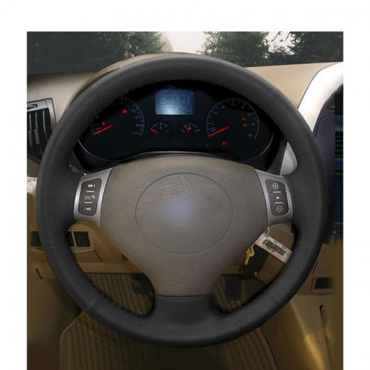 AL 手縫い ブラック PUレザー ステアリング ホイール カバー 適用: 奇瑞汽車 Tiggo 2007-2009 ブラック糸〜グレー糸 AL-EE-8134_4
