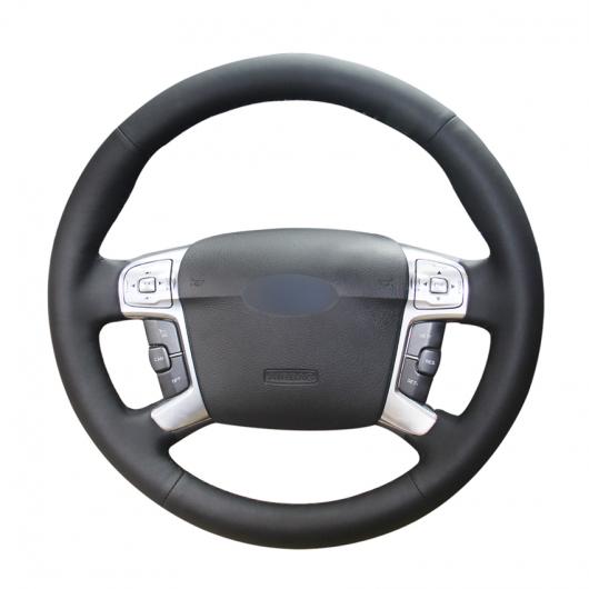 AL ブラック PUレザー ステアリング ホイール カバー 適用: フォード モンデオ MK4 2007-2012 S-MAX 2008 ブラック糸〜グレー糸 AL-EE-8150