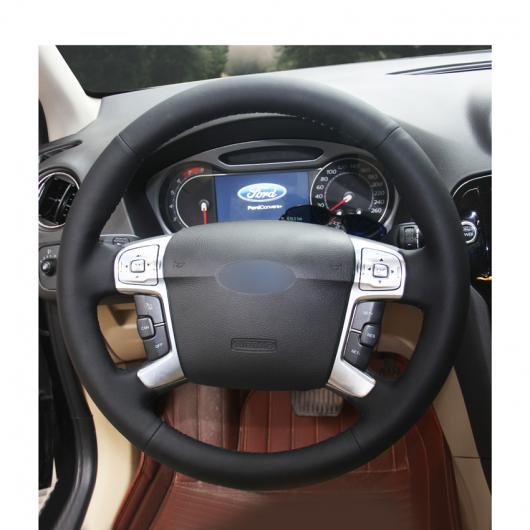 AL ブラック PUレザー ステアリング ホイール カバー 適用: フォード モンデオ MK4 2007-2012 S-MAX 2008 ブラック糸〜グレー糸 AL-EE-8150_4