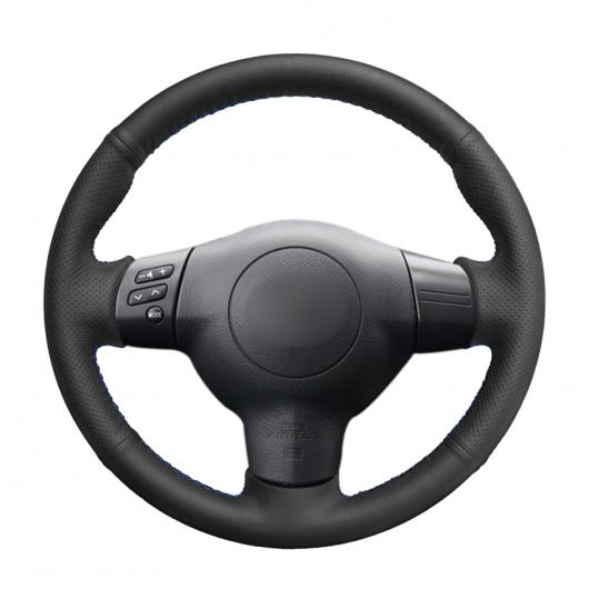 AL 手縫い ブラック PUレザー ステアリング ホイール カバー 適用: トヨタ カローラ 2004-2006 カルディナ 2002-2007 RAV4 US 2005 ブラック糸〜グレー糸 AL-EE-8175