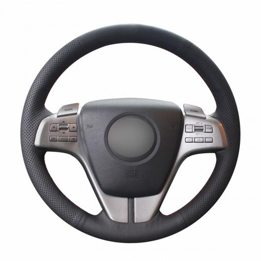 AL ブラック PUレザー 手縫い ラップ ステアリング ホイール カバー 適用: マツダ 6 GH 2009 2007-2012 ブラック糸〜グレー糸 AL-EE-8312