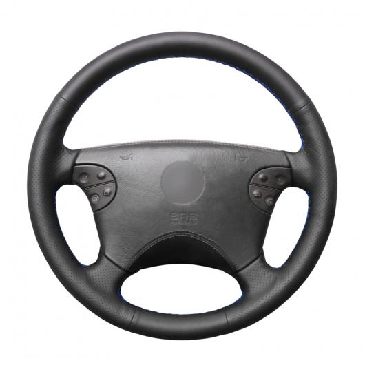 AL 手縫い ブラック PUレザー ステアリング ホイール カバー 適用: メルセデス・ベンツ W210 Eクラス E320 2000 2001 2002 ブラック糸〜グレー糸 AL-EE-8341