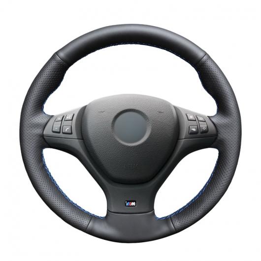 AL 手縫い ブラック PUレザー 滑り止め ステアリング ホイール カバー 適用: BMW E71 X6 M 2010-2014 E70 X5 M 2010-2013 ブラック糸〜グレー糸 AL-EE-8347