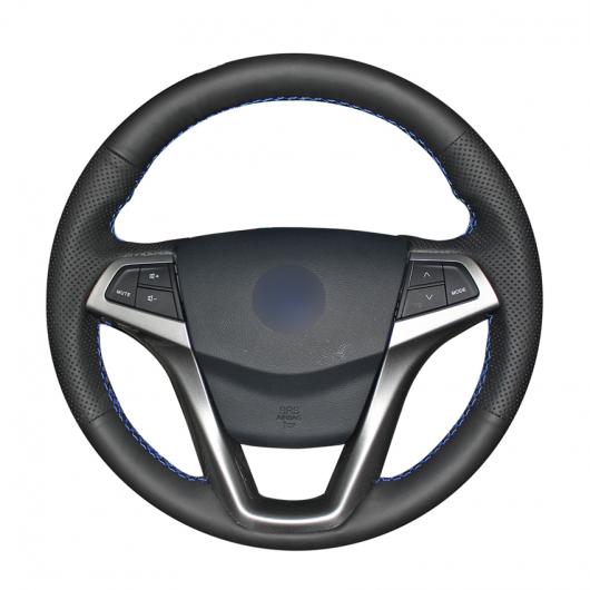 AL 手縫い ブラック PUレザー 滑り止め ステアリング ホイール カバー 適用: 長安汽車 CS35 Eado ブラック糸〜グレー糸 AL-EE-8349