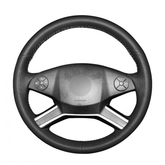 AL 手縫い ブラック PUレザー 滑り止め ステアリング ホイール カバー 適用: メルセデス ベンツ Mクラス 2009-2011 Rクラス 2010 ブラック糸〜グレー糸 AL-EE-8361