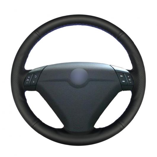AL 手縫い ブラック PUレザー ステアリング ホイール カバー 適用: ボルボ S80 2004 2005 XC70 2004-2007 ブラック糸〜グレー糸 AL-EE-8380