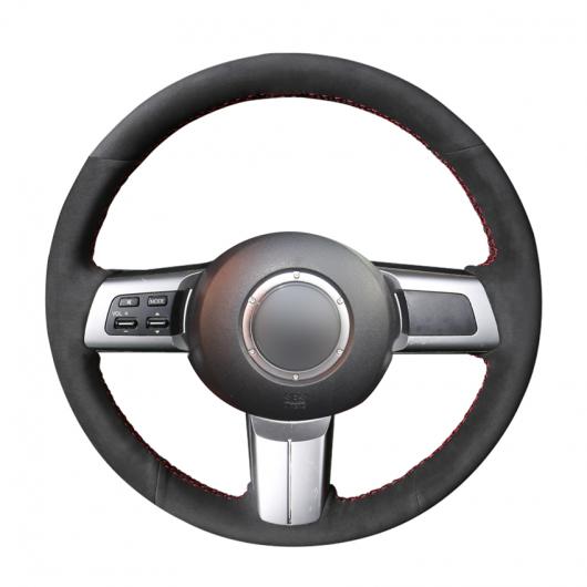 手縫い ブラック スウェード ステアリング ホイール カバー ラップ 適用: マツダ MX-5 ミアータ 2009 2010 2011-2013 RX-8 2009-2012 2013 CX-7 2007 ブラック糸〜グレー糸 AL-EE-8382 AL