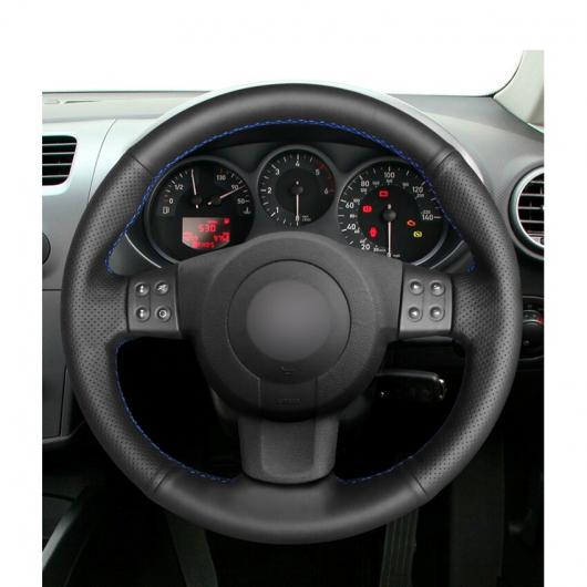 AL 手縫い ブラック PUレザー ステアリング ホイール カバー 適用: セアト レオン MK2 2006-2008 イビサ 6L 2007 ブラック糸〜グレー糸 AL-EE-8422_4
