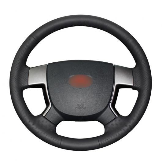 AL ブラック PUレザー 手縫い ステアリング ホイール カバー 適用: ジーリー Emgrand EC7 EC715 EC718 ブラック糸〜グレー糸 AL-EE-8428