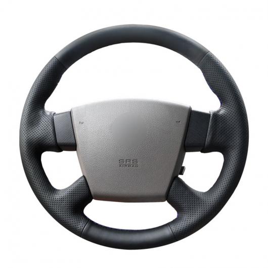 AL 手縫い ブラック PUレザー ステアリング ホイール カバー 適用: 日産 ティアナ 2003-2008 オールド ティアナ ルノー サムスン SM5 ブラック糸〜グレー糸 AL-EE-8482