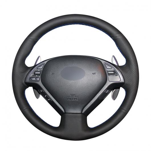 AL 手縫い ブラック PUレザー ステアリング ホイール カバー 適用: インフィニティ G G25 G35 G37 EX EX35 EX37 Q Q40 Q60 QX50 US ブラック糸〜グレー糸 AL-EE-8484