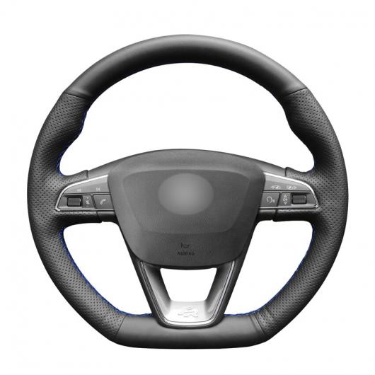 AL ブラック PUレザー 手縫い ステアリング ホイール カバー 適用: セアト レオン クプラ レオン ST クプラ 2013-2019 アテカ クプラ 2016 ブラック糸〜グレー糸 AL-EE-8503