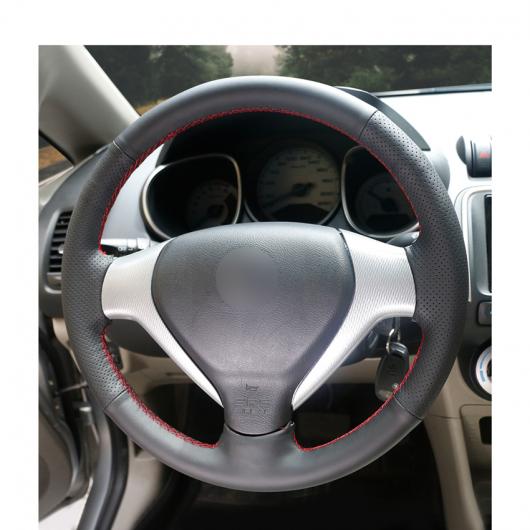 AL ブラック PUレザー ステアリング ホイール カバー 適用: ホンダ シティ 2007-2008 フィット 2007-2008 ジャズ 2007-2008 ブラック糸〜グレー糸 AL-EE-8514_4