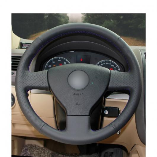 AL 手縫い ブラック PUレザー ステアリング ホイール カバー ラップ 適用: フォルクスワーゲン オールド VW ゴルフ ポロ サギター 2010 ポロ ブラック糸〜グレー糸 AL-EE-8516_4