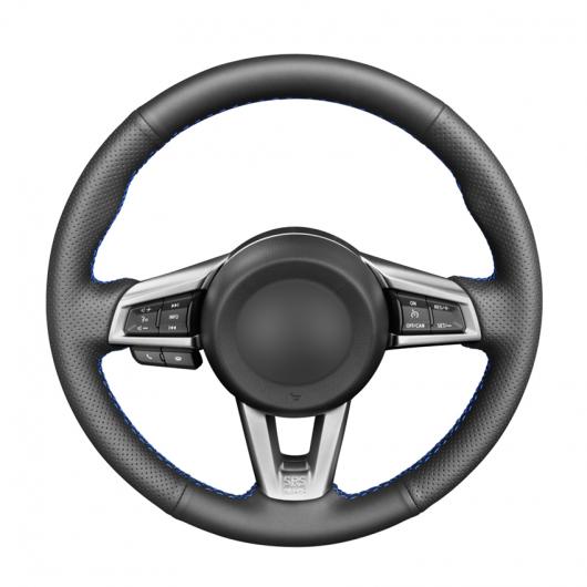 AL 手縫い DIY ブラック PUレザー ステアリング ホイール カバー 適用: マツダ MX-5 2016 2017 2018 2019 ブラック糸〜グレー糸 AL-EE-8523