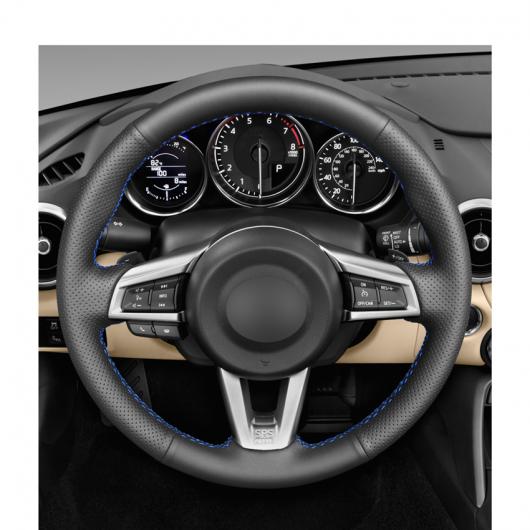 AL 手縫い DIY ブラック PUレザー ステアリング ホイール カバー 適用: マツダ MX-5 2016 2017 2018 2019 ブラック糸〜グレー糸 AL-EE-8523_4