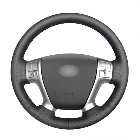 AL 手縫い DIY ブラック PUレザー ステアリング ホイール カバー 適用: ヒュンダイ ベラクルーズ 2007 2008-2012 IX55 2007-2012 ブラック糸〜グレー糸 AL-EE-8525