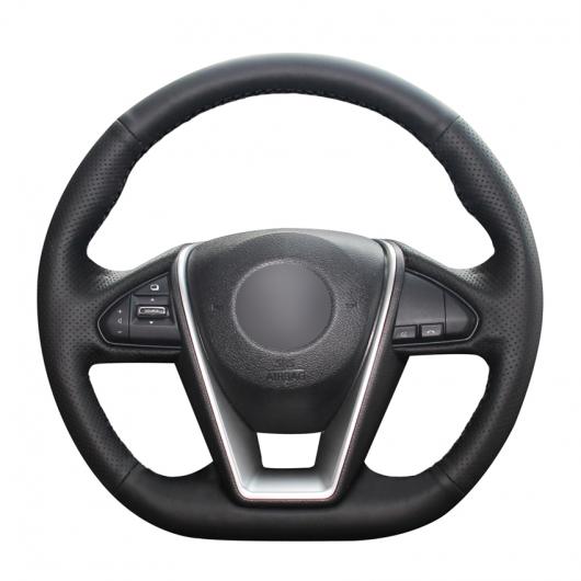 AL 手縫い ブラック PUレザー 滑り止め ステアリング ホイール カバー 適用: 日産 ラニア 2015-2018 マキシマ 2016-2018 ブラック糸〜グレー糸 AL-EE-8528