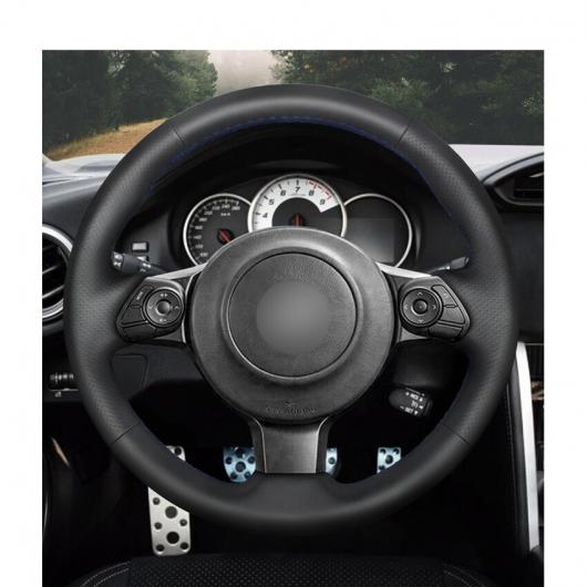 手縫い ブラック PUレザー ステアリング ホイール カバー 適用: トヨタ 86 2016 2017 2018 2019 スバル BRZ 2016 2017 2018 2019 ブラック糸〜ブルー糸 AL-EE-8537 AL_4