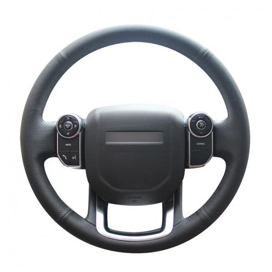AL 手縫い DIY ブラック PUレザー ステアリング ホイール カバー 適用: ランド ローバー レンジ ローバー 2014 2015 ブラック糸〜グレー糸 AL-EE-8552