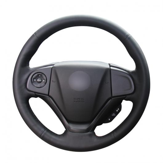 AL 手縫い ブラック PUレザー ステアリング ホイール カバー ラップ 適用: ホンダ CR-V CRV 2012 2013 2014 2015 2016 ブラック糸〜グレー糸 AL-EE-8571