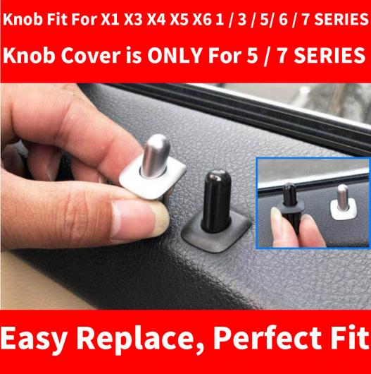 AL ブラック クローム ドア ロック ノブ プル スイッチ ボタン 適用: BMW X1 X3 X4 X5 X6 F25 F26 F15 1/3/5/6/7シリーズ F10 F01 1ピース シルバー ノブ カバー AL-EE-9016_2