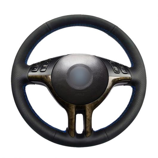 ステアリングホイールカバー 編み上げタイプ PUレザー 適用: BMW 3シリーズ E46 2000-2005 5シリーズ E39 2000-2003 E53 X5 1999 ブラック 糸〜グレー 糸 AL-FF-0465 AL