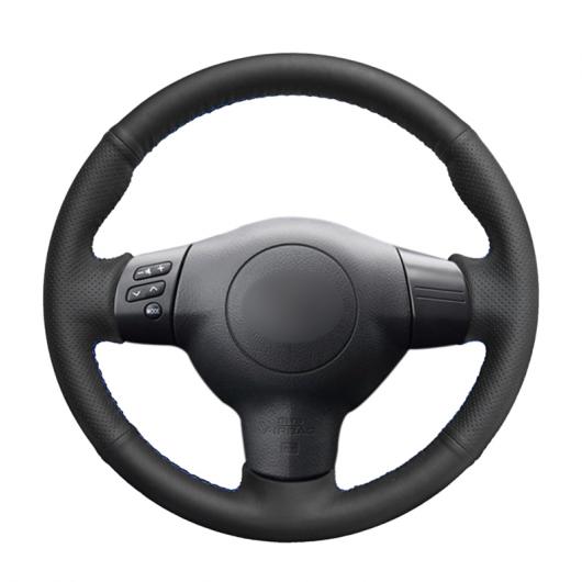 ステアリングホイールカバー 編み上げタイプ PUレザー 適用: トヨタ カローラ 2004-2006 カルディナ 2002-2007 RAV4 US サイオン ブラック 糸〜グレー 糸 AL-FF-0487 AL