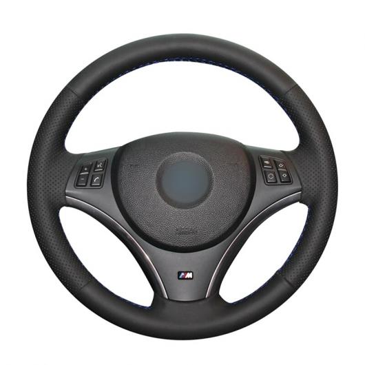 ステアリングホイールカバー 編み上げタイプ ブラック PUレザー 適用: BMW E90 325I 330I 335I E87 120I 130I 120D ブラック 糸〜グレー 糸 AL-FF-0491 AL