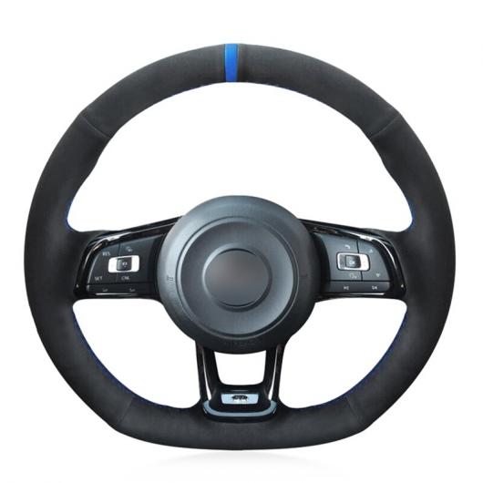 ステアリングホイールカバー 編み上げタイプ ブラックスウェード 適用: フォルクスワーゲン VW ゴルフ 7 GTI ゴルフ R MK7 VW ポロ GTI シロッコ 2015 2016 レッド 糸・ブルー 糸 AL-FF-0536 AL 13,174円