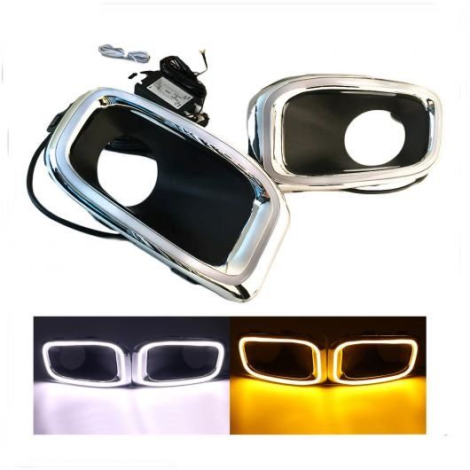 2ピース LED DRL デイライト 適用: ジープ レネゲード 2015 2016 デイタイム ランニング ライト フォグライト イエロー ターン AL-FF-1330 AL