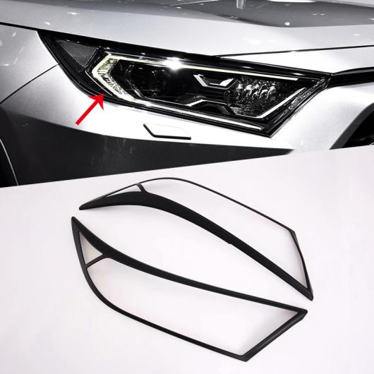 2ピース ステッカー ブラック フロント ヘッド ヘッドライト ライト トリム カバー 装飾 適用: トヨタ RAV4 2019 2020 エクステリア リア カーボン スタイル・リア ブラック AL-FF-1357 AL