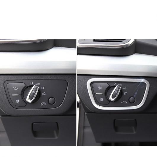 ABS ヘッドライト コントロール スイッチ フレーム トリム 適用: アウディ A4 A5 Q5 Q7 インテリア シルバー Q5 2018-2020〜A5 2017-2020 AL-FF-3980 AL_4