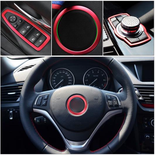 インテリア レッド ウインドウ スイッチ パネル+スピーカー+ステアリング ホイール リング トリム キット 適用: BMW 3シリーズ F30 328i 2012 2013 2014 2015 AL-FF-6064 AL