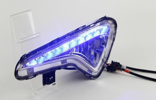 適用: ヒュンダイ/現代/HYUNDAI ヴェルナ LED DRL 2014 フォグ ランプ デイタイムランニングライト 高光度 ガイド ブルー ライト AL-HH-0