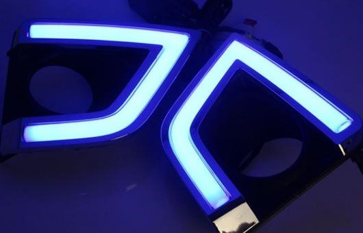 2 ピース ABS デイタイム ランニング DRL 適用: トヨタ カローラ 2014 フォグライト フロント ランプ オート 35W ホワイト・ブルー 5500K