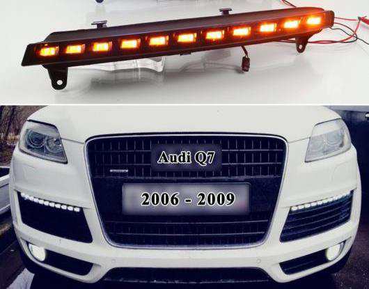 2ピース 適用: アウディ/AUDI Q7 2006 2007 2008 2009 イエロー ターンシグナル 機能 DRL 防水 12V LED デイタイムランニングライト フォ