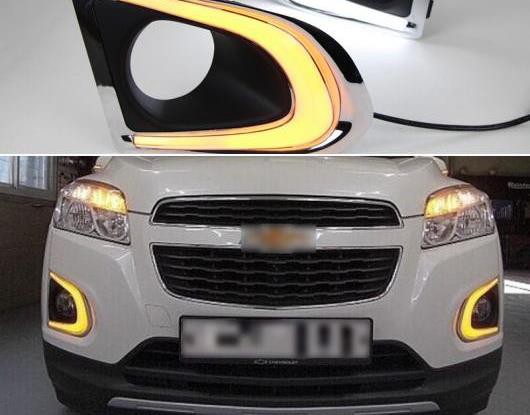 2ピース 適用: シボレー/CHEVROLET トラック 2014 2015 2016 イエロー ターンシグナル リレー 防水 ABS DRL ランプ 12V LED デイタイムラ