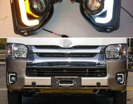 トヨタハイエース 2014-2018 フォグランプ LEDデイタイムランニングライト 防水 バンパーランプLED