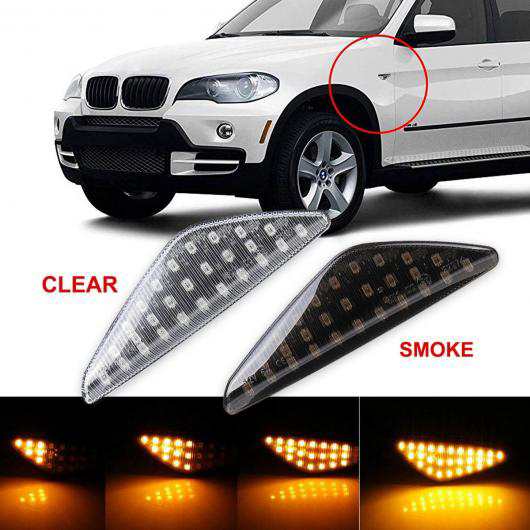 2ピース シーケンシャル ダイナミック フロー LED サイド マーカー ライト ターンシグナル ライト ウインカー 適用: BMW E70 X5 F25 X3 E71 X6 スモーク レンズ・クリア レンズ AL-HH-1615 ALその他カー用品
