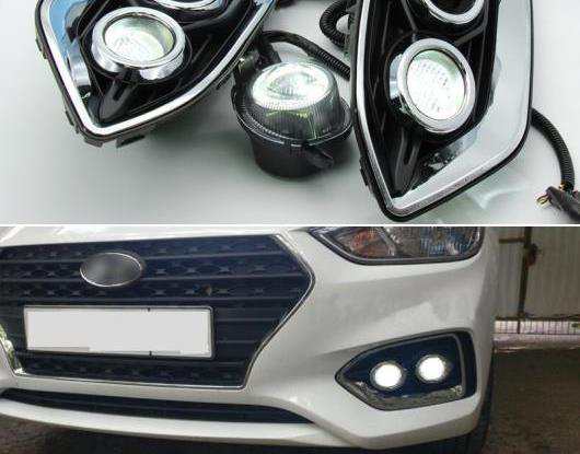 オート LED フォグランプ 適用: ヒュンダイ/現代/HYUNDAI ソラリス アクセント 2017 2018 2019 2020 DRL ランプ 防水 ABS 12V LED デイタの通販は