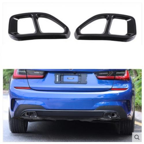 ステンレス スチール エキゾースト パイプ テール スロート トリム 適用: BMW 3シリーズ G20 G28 325 2019 2020 ブラック・シルバー AL-II-0239 AL