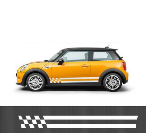 1セット 左+右 ミニ/MINI（BMW） クーパー S R55 R56 R57 R58 R59 R60 R61 F54 F56 F57 F60 ボディ キット ステッカー 装飾 サイド ステッカー タイプ001〜タイプ005 ホワイト〜シルバー AL-II-0397 AL