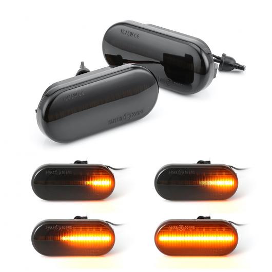 2ピース LED ダイナミック サイド マーカー ウインカー 適用: フォルクスワーゲン/VOLKSWAGEN VW ボーラ ゴルフ 3 4 パサート 3BG ポロ SB6 シーケンシャル ライト スモーク シェル AL-II-1756 AL_2