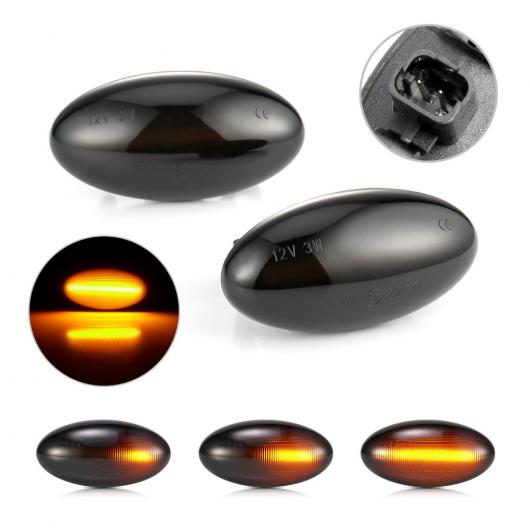 2ピース LED ダイナミック ウインカー サイド マーカー ライト シーケンシャル 適用: シトロエン/CITROEN C1 C2 C3 プジョー/PEUGEOT 307 206 207 407 107 607 AL-II-1896 AL