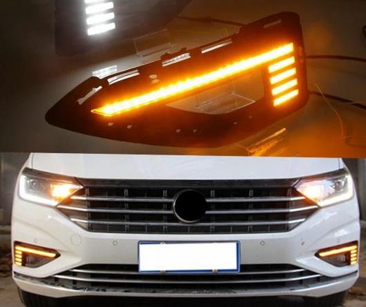 2ピース 適用: フォルクスワーゲン/VOLKSWAGEN VW ジェッタ サギター 2019 ダイナミック イエロー ウインカー リレー 12V DRL ランプ LED ホワイト イエロー ブルー AL-II-1901 AL