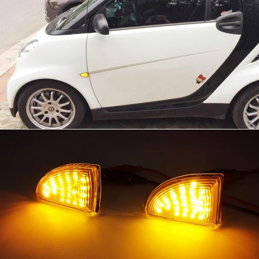 2ピース LED ダイナミック ウインカー サイド フェンダー マーカー シーケンシャル ランプ 適用: メルセデス スマート/SMART W451 フォーツー用 クリア シェル・スモーク シェル シーケンシャル AL-II-2148 AL