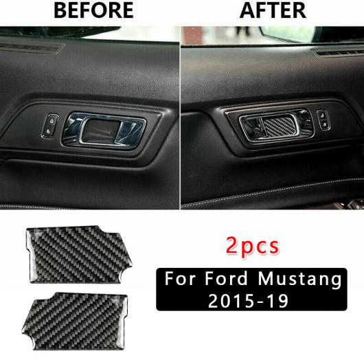 AL 2ピース カーボンファイバー ドア ハンドル ボウル ステッカー カバー トリム 適用: フォード/FORD マスタング 2015 19 AL-II-2933