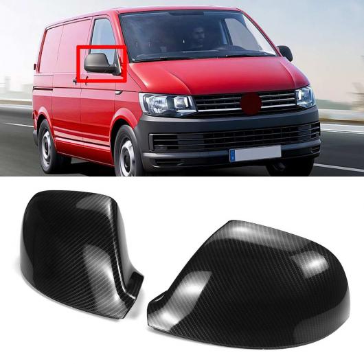 2ピース カーボンファイバー調 サイド リア ビュー ミラー カバー キャップ 適用: VW フォルクスワーゲン/VOLKSWAGEN トランスポーター T5 T5.1 T6 2016-2019 AL-II-3188 AL