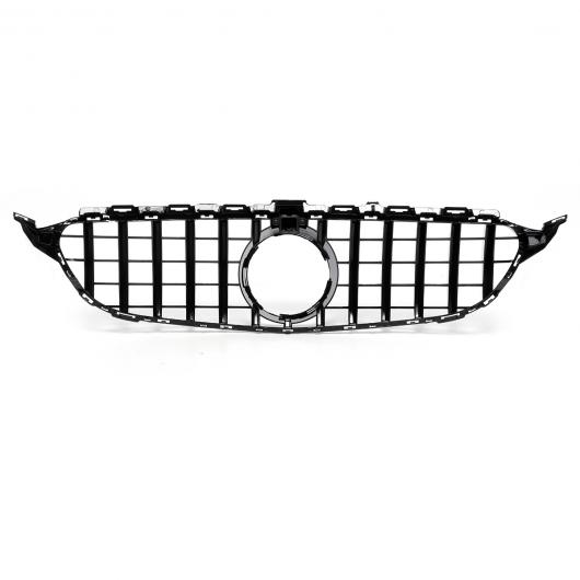 GT 光沢/クローム フロント バンパー グリル カバー 適用: メルセデス ベンツ W205 C250 C350 C43 2015-2018 カメラ ホール シルバー AL-II-3424 AL_2